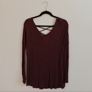 🆕 Ultra Flirt | Burgundy Cross Back Long Sleeve